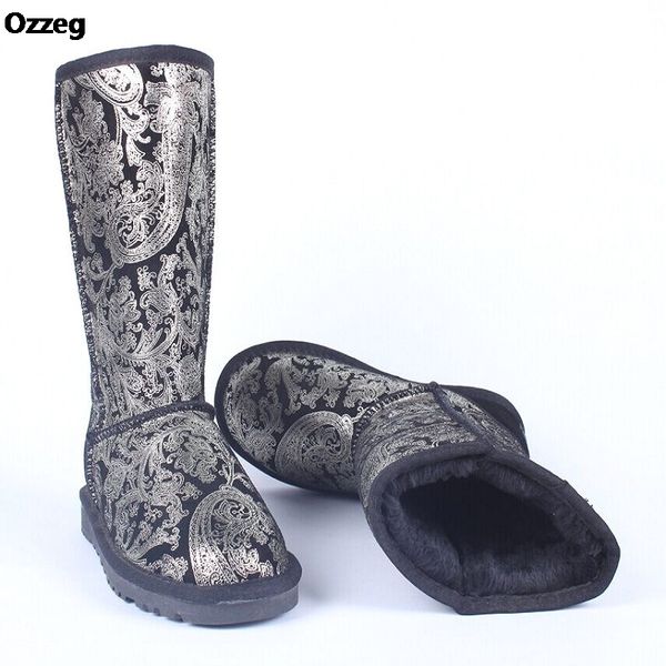 

women winter boots snow boots short winter high genuine leather women shoes plush warm botas femininas plus size 45, Black