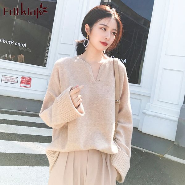 

spring autumn new korean style v-neck long-sleeved sweater wild loose pullover women lazy net red sweaters pull female, White;black