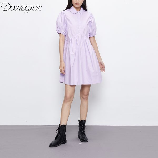 

2020 осень новый сладкий отложной воротник платья женская мода твердые платья женщины элегантный слоеный рукав мини платья женские дамы, Black;gray