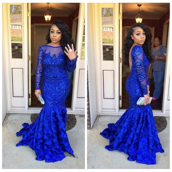 

modest sheer lace long sleeves mermaid prom dresses backless 2019 slim women evening party gowns formal vestidos de soiree cheap, Black