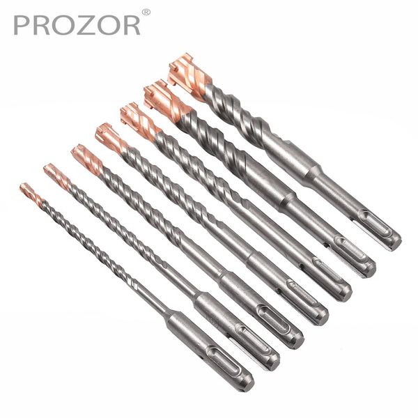 

proster 7pcs sds plus hammer drill bit set stone drill cross cutter concrete bit tool 5/6/8/10/12/16/18mm set