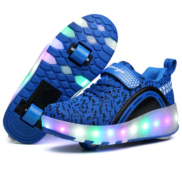 

kids led shoes roller skate shoes boys girls automatic jazzy flashing heelies spord kids sneakers one/two wheels glowing shoes, Black