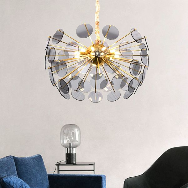 

modern luxury led chandeliers light golden glass creative art nordic simple restaurant american style bedroom chandelier
