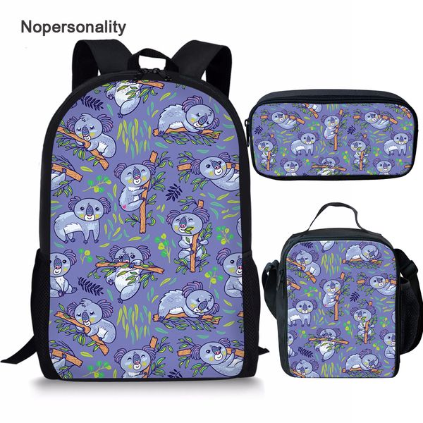 

nopersonality cute floral koala print school bag set for teenager girls 16inch highschool children boys schoolbag kids bookbags