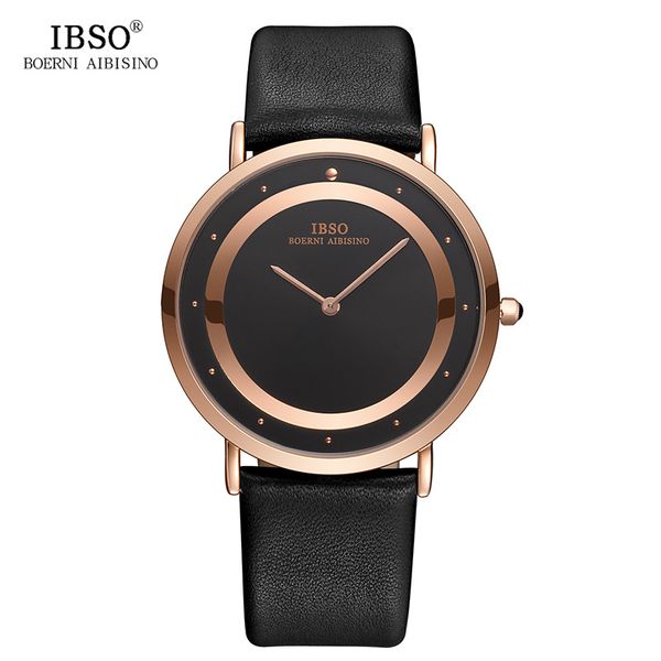 

ibso 8269 mens watches brand luxury 7mm ultra-thin watch men leather strap fashion simple quartz wristwatches relojes hombre, Slivery;brown