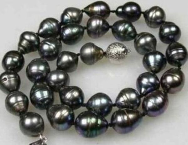 

fast fine pearl jewelry 18 "12-13mm genuine tahitian black pearl necklace