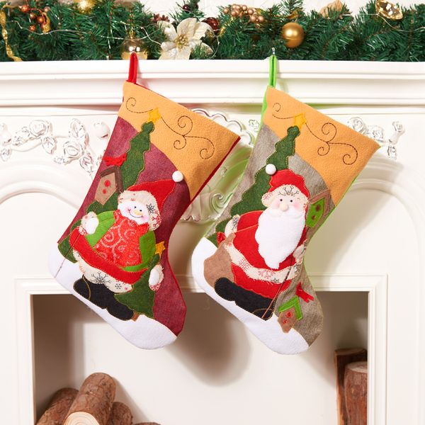

retro christmas stockings gift bag stereoscopic personality children's creative ornaments organizer home decoration accessories