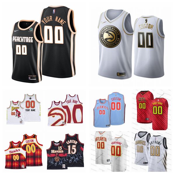 

men youth atlanta hawks 11 young 20 collins 5 parker 12 hunter 3 huerter 22 reddish 15 carter custom any number name 19/20 jersey, Black;red