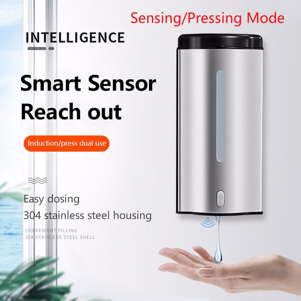 

600ml stainless steel automatic sensor hand soap dispenser touchless auto/press wall-mounted liquid hand cleaner box