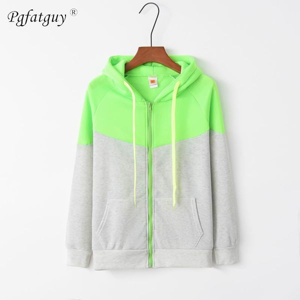 

harajuku women's zipper drawstring hooded loose sweatshirt ladies oversize gray green patchwork casual hoodies for women girls, Black