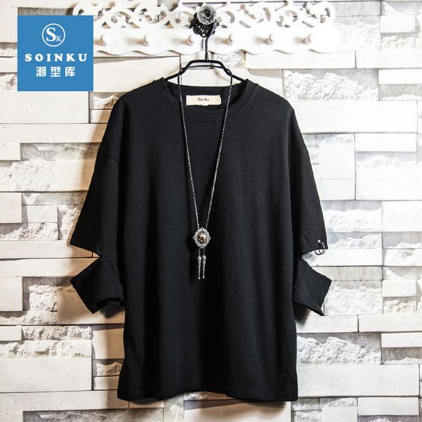 

men's 2019 summer new short sleeve men's t-shirt slim fit, White;black