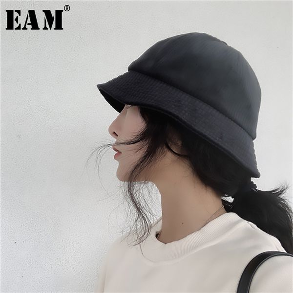 

eam] women black brief corduroy fishermen hat new round dome temperament fashion tide all-match spring autumn 2019 1d446