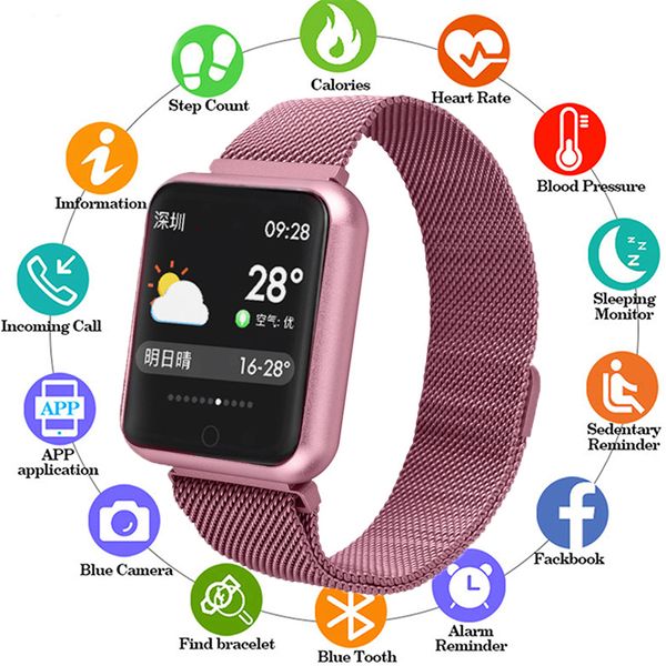 

p68 smart bracelet multi-sport wristband ip68 waterproof activity fitness tracker heart rate smart watch men women, Slivery;brown