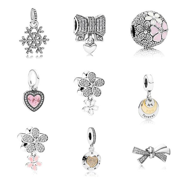 

11 style bowknot daisy heart snowflake alloy charm bead silver plated fashion women jewelry stunning european style for pandora bracelet, Black