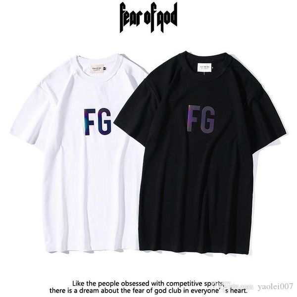 

brand mens t-shirt tide brand reflective 3m double yarn fabric texture t-shirt american street summer short tee, White;black