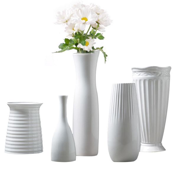 Classic White Ceramic Vase Chinese Arts And Crafts Decor