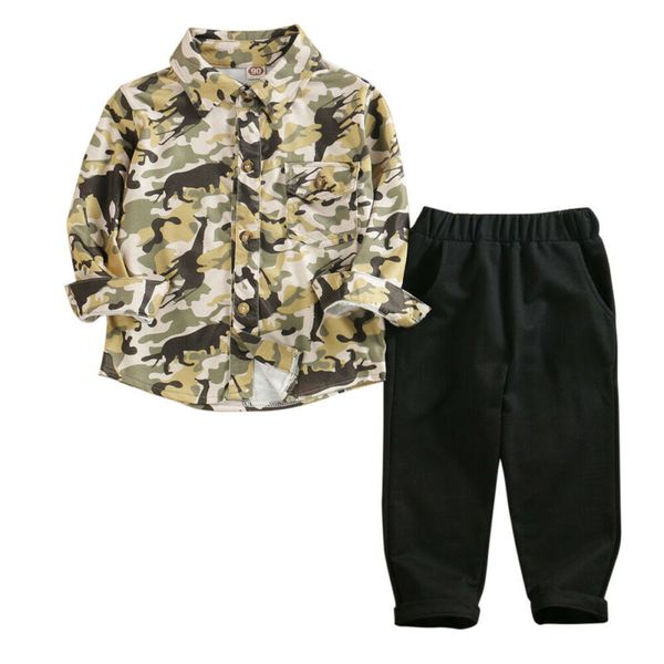 

Pudcoco Boys Clothes Army Camo Outfits Toddler Baby Kids Boys Shirt Tops + Long Pants Clothes Gentleman Outfits Set