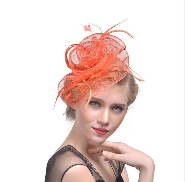 

headwear european and american banquet net hat wedding screen feather headdress, Silver