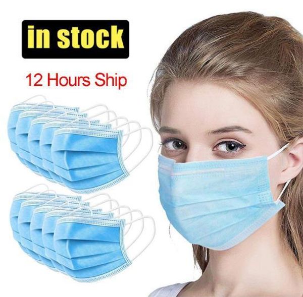

3-ply disposable face mask, dust mask flu face masks with elastic ear loop for all people(blue)
