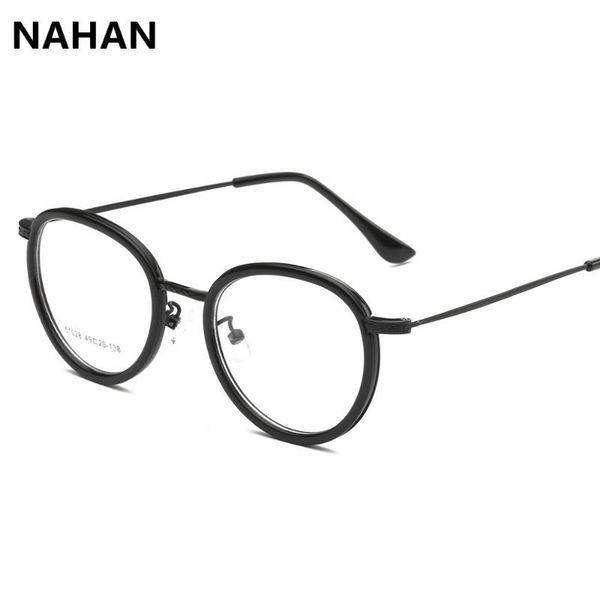 

fashion tr90 vintage round eyewear frame women men clear lens plain mirror eyeglasses decoration glasses, Silver