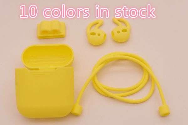 

4 in 1 silicone case cover earphone pouch protective skin anti-lost wire eartips wireless earphone case for airpods price