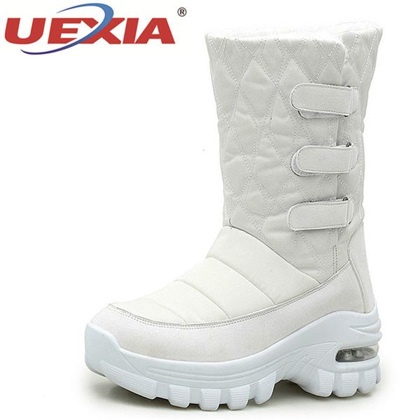 

uexia women winter boots keep warm plush fur mid-calf snow outdoor walking flats shoes ladies non-slip botas mujer, Black
