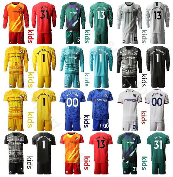 

kids goalie long sleeve youth willy caballero jersey 13 set goalkeeper gk soccer 31 robert green 1 kepa arrizabalaga football shirt kits, Black