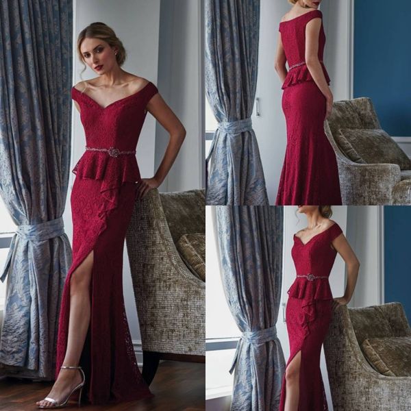 

скромные кружевные платья для матери невесты сшитое с плеча плюс размер выпускного вечера вечерние платья свадебное платье для гостей vestid, Black;red