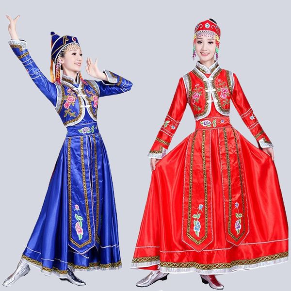 

songyuexia new mongolian costumes women's wear inner mongolia dance costumes mongolian gown minority dress female, Black;red