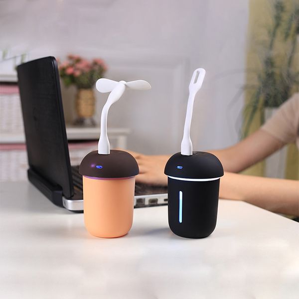 

3 in 1 mushroom humidifier mini ultrasonic car humidifiers led night light usb fan essential oil aroma diffuser air freshener
