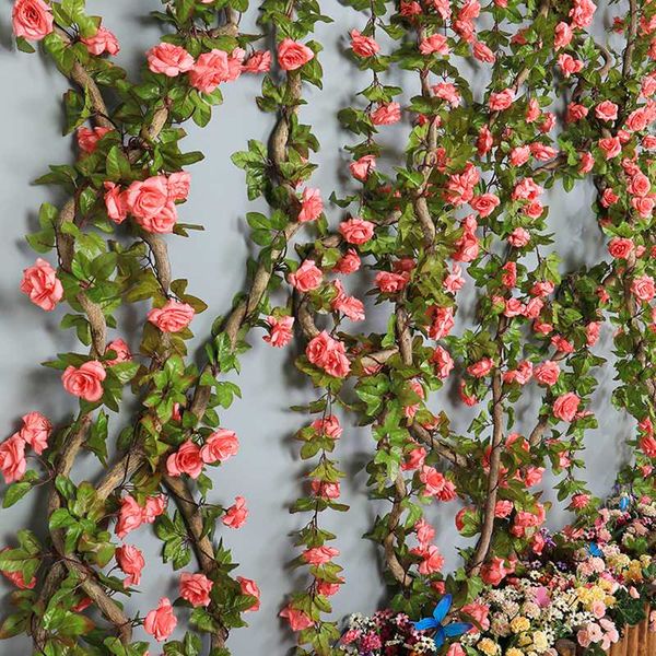 

decorative flowers & wreaths artificial rose 230cm low price silk for a wedding arch garland romantic in glass dome decoration