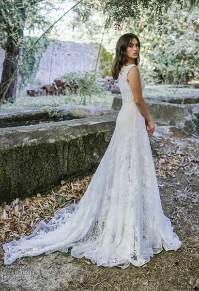 

lihi hod 2020 new mermaid wedding dresses off shoulder lace boho bridal gowns see through beach countrytrumpet wedding dress simple, White