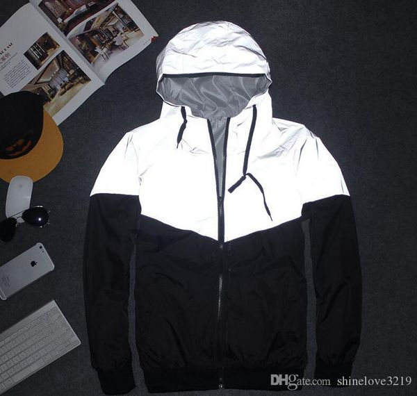 

men jacket autumn patchwork reflective 3m jacket sport hip hop outdoor waterproof windbreaker men coat trend brand, Black;brown