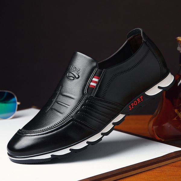 

2020 new leather shoes men casual shoes comfort men youth driving loafers male footwear mocassins ing, Black