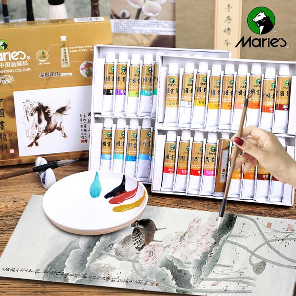 

genuine marley brand paint set 12 24 36 color chinese painting color dye box wholesale
