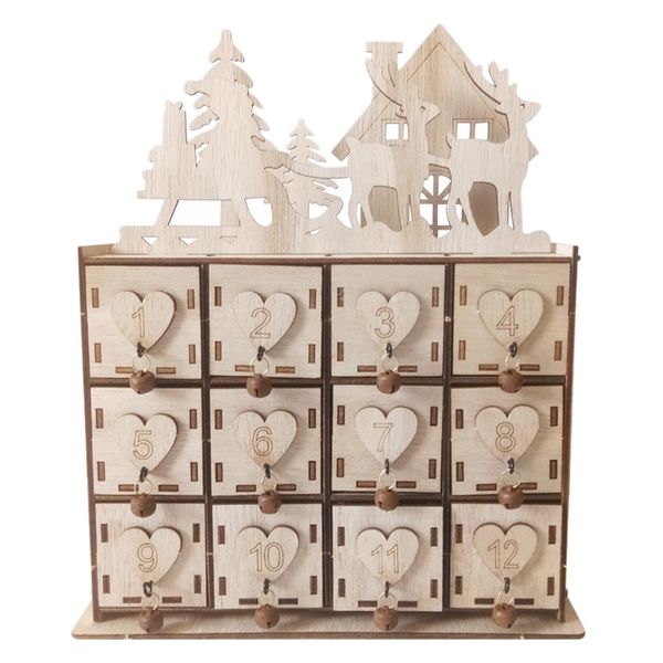 

christmas calendar box -wooden advent calendars storage box with 12 storage drawers ornament sundries jewelry for christmas, Pink;blue