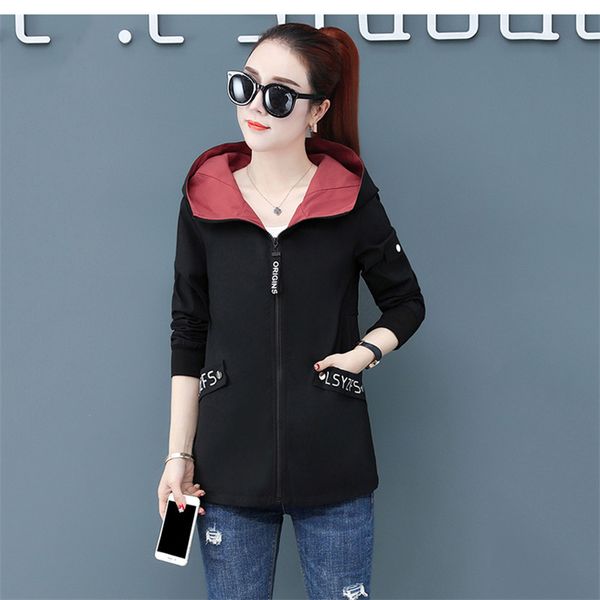 

spring women short coat 2019 autumn new loose baseball uniform casual wild female jacket large size hooded outerwear win902, Black;brown