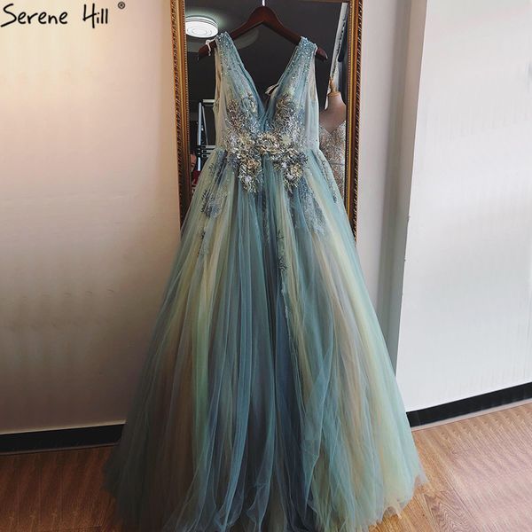 

mint v-neck a-line evening dresses design 2019 sleeveless handmade flowers sequined evening gowns real p la70155, White;black