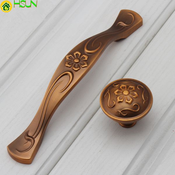 2019 Vintage Style Dresser Knobs Drawer Pull Handles Bronze Flower