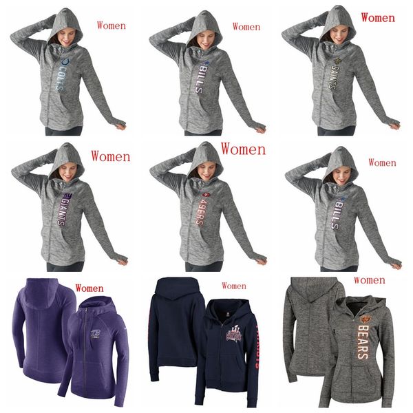 

2019 women style chargers cowboys browns ram saintss raider 49er giant royal stadium game day ko full zip performance hoodie 07, Blue;black