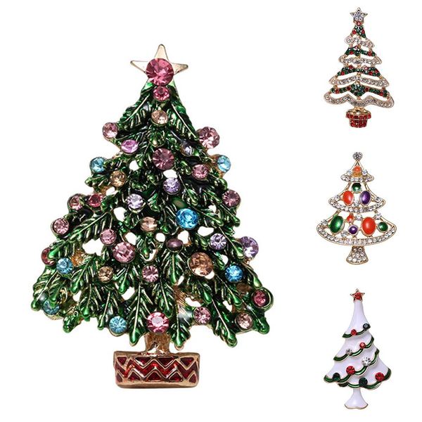 

2019 new christmas trees rhinestone inlaid brooch pin sweater shirt collar breastpin gift, Gray