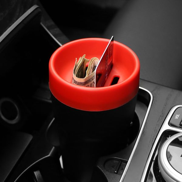 

multi-function car trash can 4 in 1 mini economical car trash storage box tissue bucket coin tank can card organizer cup holders
