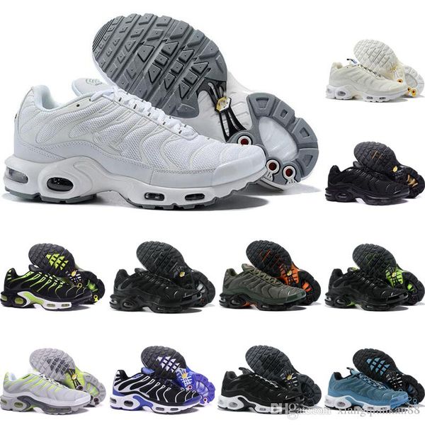 

sales 2019 new casual men tn running shoes tns plus air cushion ventilation trainers black white blue classic tn requin sports shoe 40