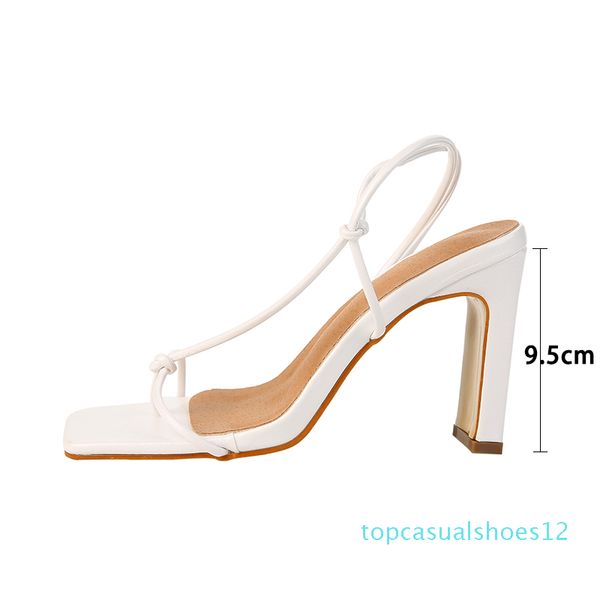 

kcenid 2020 summer women sandals knot design vintage square toe high heels women shoes sandals narrow band clip-on shoes t12, Black