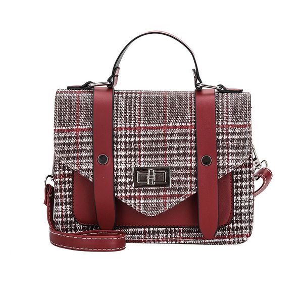 

retro small bag female new wave korean version wild slanting shoulder bag plaid fashion small square