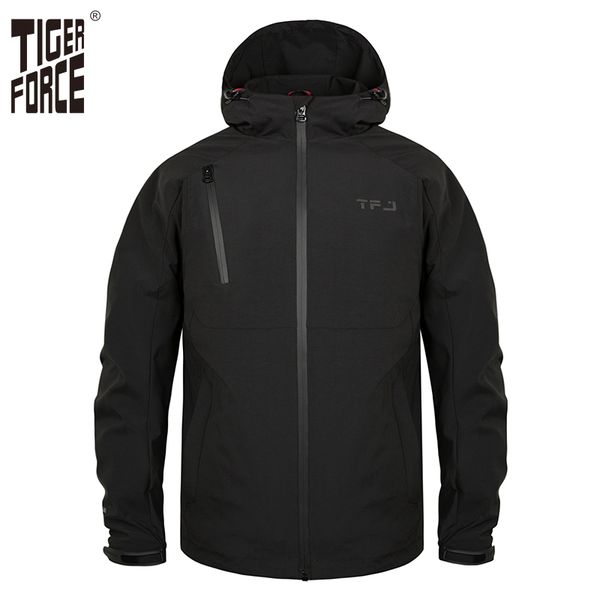 

tiger force 2019 men's casual spring jacket male hooded windbreaker windproof plus size coats male outerwear overcoat, Black;brown