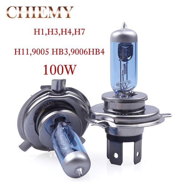 

2x car light h1 h3 h4 h7 h11 9005 hb3 9006 hb4 auto halogen lamp bulb fog lights 100w 12v white 5000k quartz glass car headlight