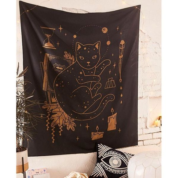 Coffee Tarot Tapestry Wall Hanging Wine Cat Witchcraft Ouija Large Wall Tapestry Mandala Fabric Boho Decor Wall Cloth Tapestries Tapestries On Sale