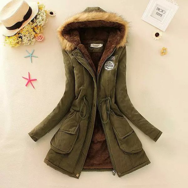 

new winter jacket women thick warm hooded parka mujer cotton padded coat long paragraph plus size 3xl slim jacket female, Tan;black