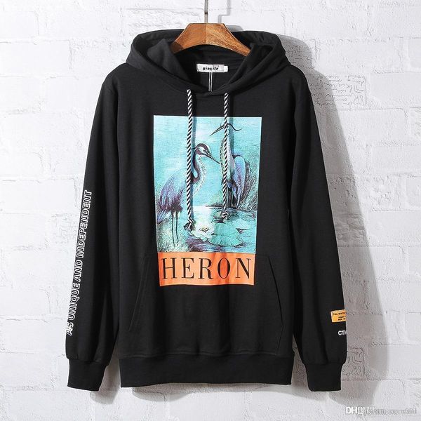 

19SS Crane Print Кофты Мужчины Женщины Хип-Хоп Цапля Престон Толстовки Пуловеры Уличная